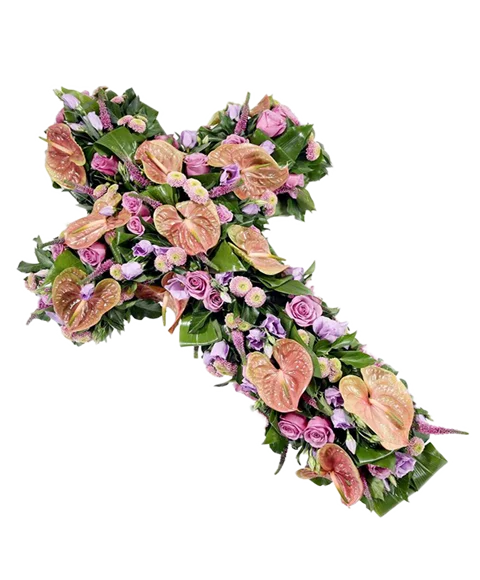 Croce di fiori funebre